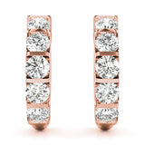 14K Rose Gold Diamond Hoop Earrings