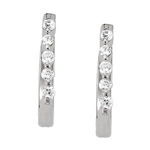 Round Diamond 5-Stone Hoop Earrings