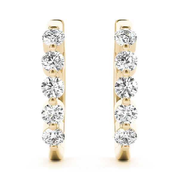 14K Yellow Gold Diamond Fashion Hoop Earrings