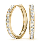 14K Yellow Gold Diamond Fashion Hoop Earrings