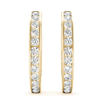 14K Yellow Gold Diamond Fashion Hoop Earrings
