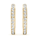 14K Yellow Gold Diamond Fashion Hoop Earrings