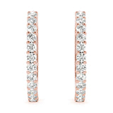 14K Rose Gold Round Diamond Hoop Earrings