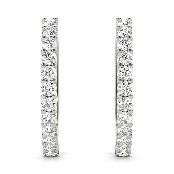Round Diamond 12-Stone Hoop Earrings