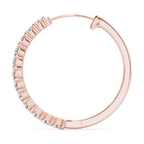 14K Rose Gold Round Diamond Hoop Earrings