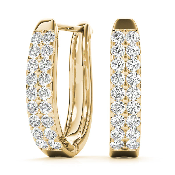 14K Yellow Gold Diamond J-Hoop Earrings
