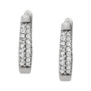 Diamond J-Hoops 18-Stone Earrings