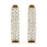 14K Yellow Gold Diamond J-Hoop Earrings