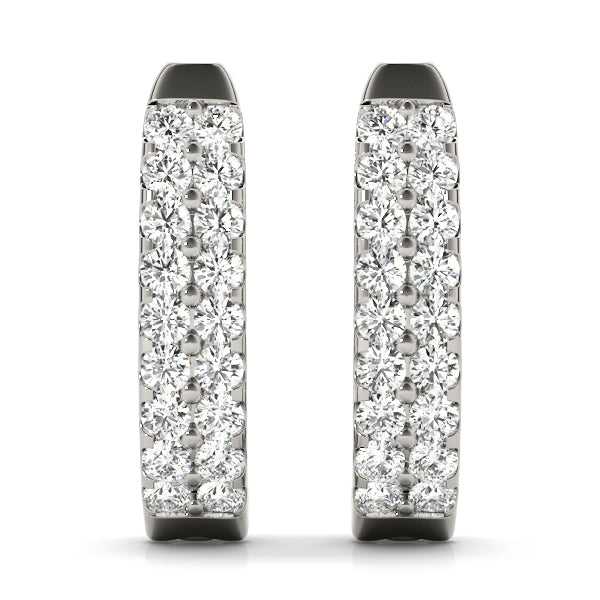 Diamond J-Hoops 18-Stone Earrings