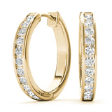 14K Yellow Gold Diamond Fashion Hoop Earrings