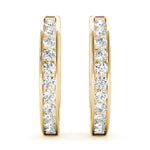 14K Yellow Gold Diamond Fashion Hoop Earrings