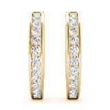 14K Yellow Gold Diamond Fashion Hoop Earrings