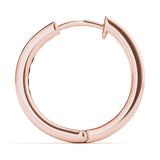 14K Rose Gold Round Diamond Hoop Earrings