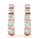 14K Rose Gold Round Diamond Hoop Earrings