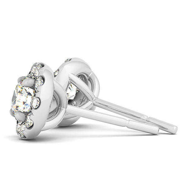 Round Diamond Halo Earrings