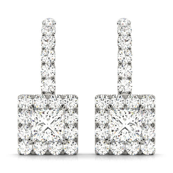 Multi-Diamond Round Halo Earrings in Gold