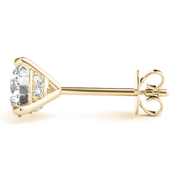 14K Yellow Gold Round Diamond Stud Earrings