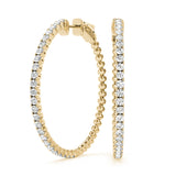 14K Yellow Gold Diamond Inside Out Hoop Earrings