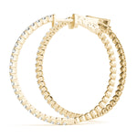 14K Yellow Gold Diamond Inside Out Hoop Earrings