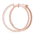 14K Rose Gold Diamond Inside Out Hoop Earrings