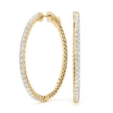 14K Yellow Gold Diamond Inside Out Hoop Earrings