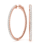 14K Rose Gold Diamond Inside Out Hoop Earrings
