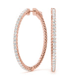 14K Rose Gold Diamond Inside Out Hoop Earrings