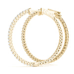 14K Yellow Gold Diamond Inside Out Hoop Earrings
