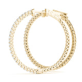 14K Yellow Gold Diamond Inside Out Hoop Earrings