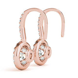 14K Rose Gold Round Diamond Halo Earrings
