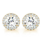 14K Yellow Gold Round Diamond Halo Earrings