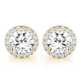 14K Yellow Gold Round Diamond Halo Earrings