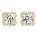 14K Yellow Gold Diamond Halo Stud Earrings