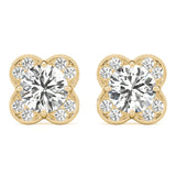 14K Yellow Gold Diamond Halo Stud Earrings