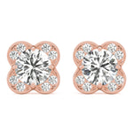 Rose Gold 1/2 ct Diamond Halo Stud Earrings