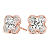 Rose Gold 1/2 ct Diamond Halo Stud Earrings