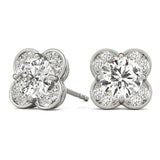 Round Diamond Halo Stud Earrings