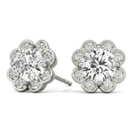 Round Diamond Halo Stud Earrings