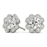 Round Diamond Halo Stud Earrings