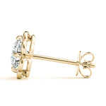 14K Yellow Gold Round Diamond Halo Earrings