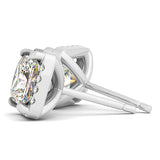 Multi-Metal Round Diamond Halo Earrings
