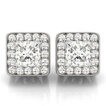 Round Diamond Halo Stud Earrings