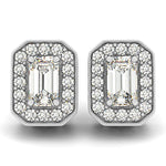 14K White Gold Round Diamond Halo Earrings