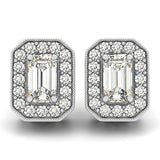 14K White Gold Round Diamond Halo Earrings