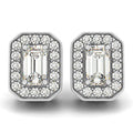 14K White Gold Round Diamond Halo Earrings