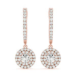 14K Rose Gold 1.33ctw Round Diamond Halo Earrings