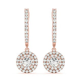 14K Rose Gold 1.33ctw Round Diamond Halo Earrings
