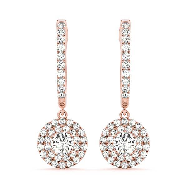 14K Rose Gold 1.33ctw Round Diamond Halo Earrings