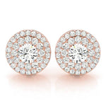 14K Rose Gold Diamond Halo Stud Earrings