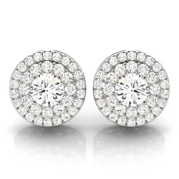 Diamond Round Halo Earrings